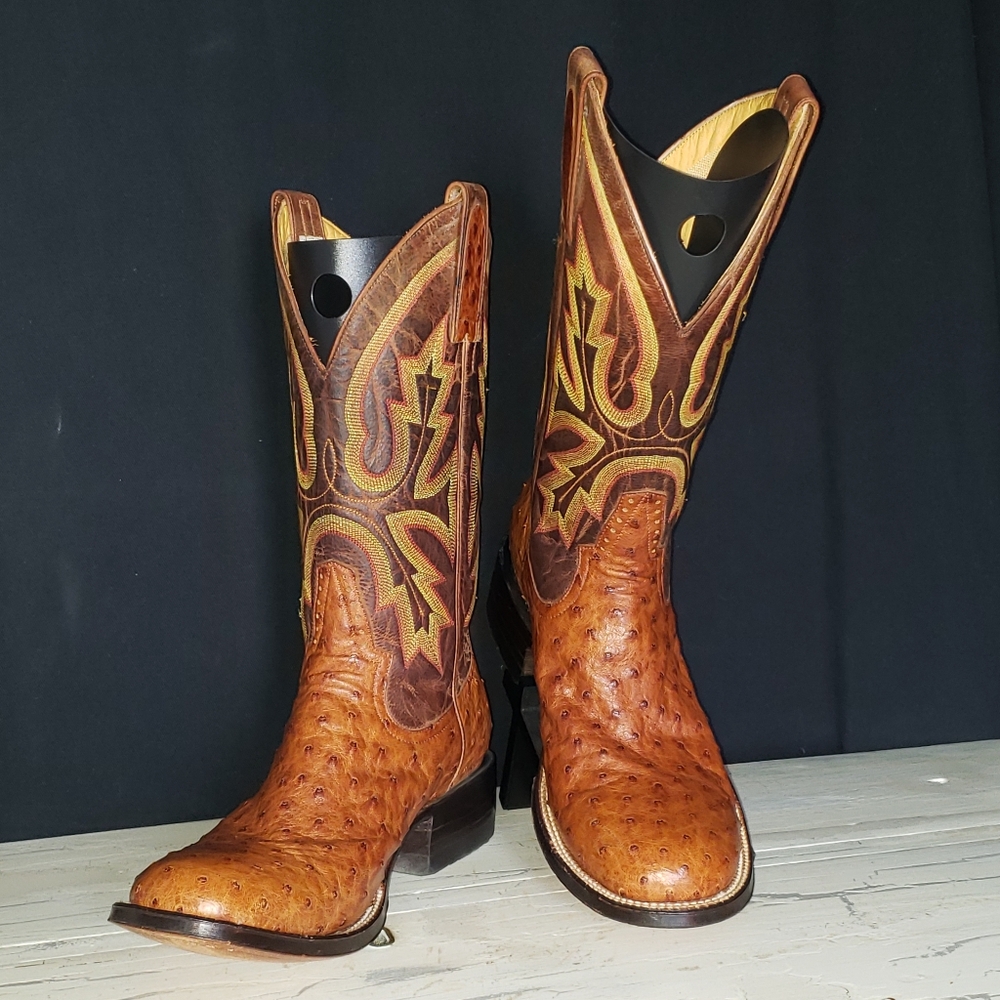 Rod Patrick Full Quill Ostrich Boots in Cognac - Men's 8.5 B / Women's 10 B